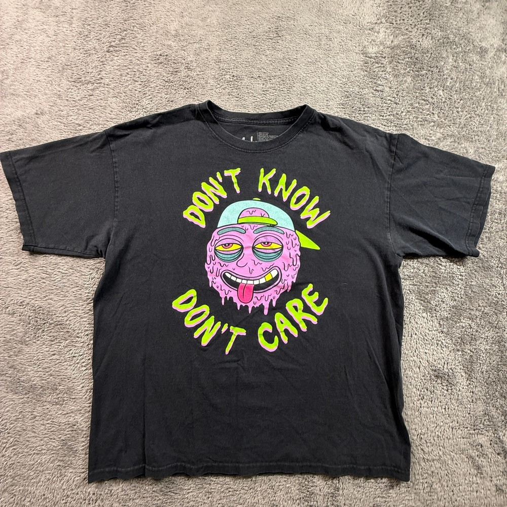 a.lab Graphic Tee Mens XL Black Excellent Dont Know Dont Care Melting Character